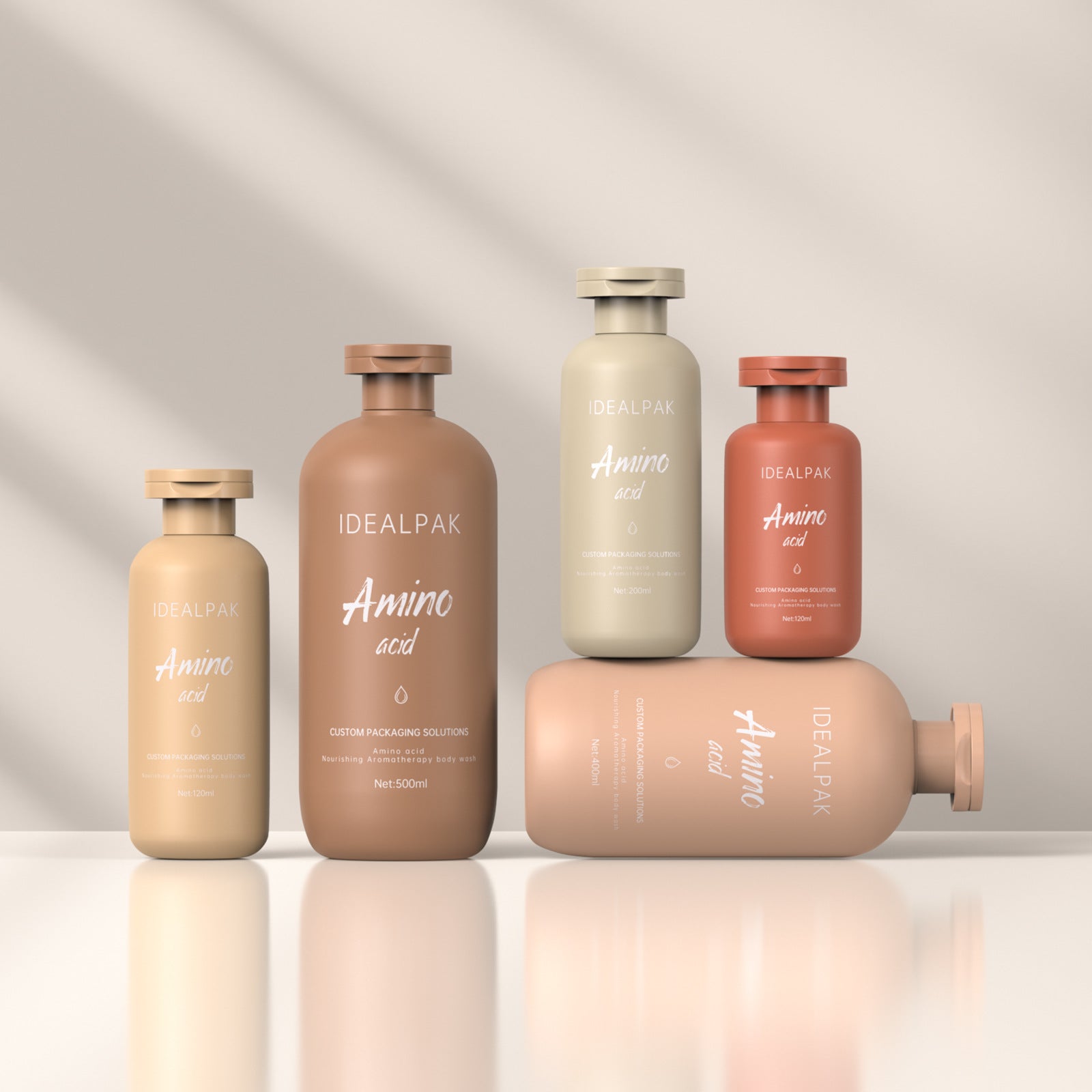 120ml/200ml/400ml/500ml PE flip-top plush shampoo and shower gel bottle hair mask bottle round shoulder high-end packaging material