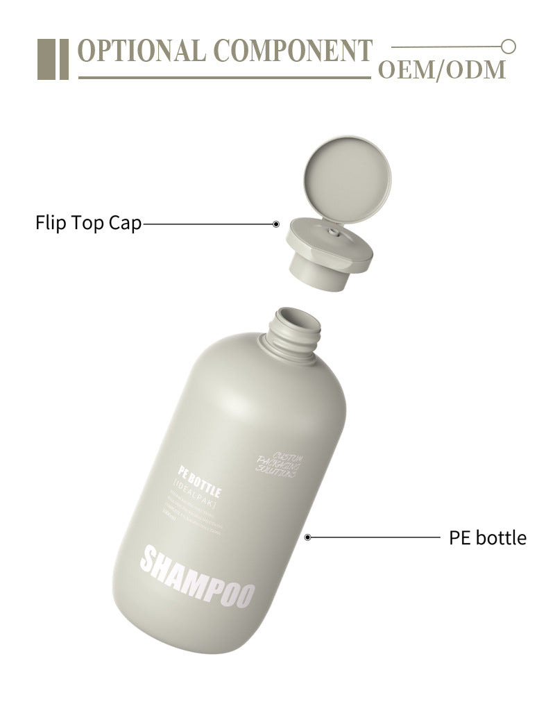 120ml/200ml/400ml/500ml PE flip-top plush shampoo and shower gel bottle hair mask bottle round shoulder high-end packaging material