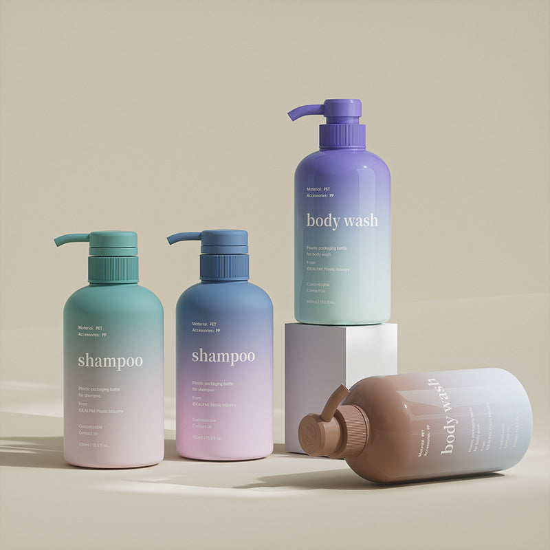 400ml PET shower gel bottle, shampoo bottle, body cream bottle, press packaging material, lotion dispensing bottle