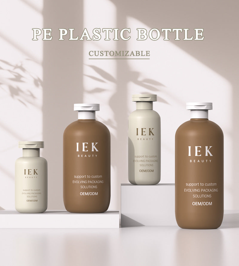 120ml/200ml/400ml/500ml PE flip-top plush shampoo and shower gel bottle hair mask bottle round shoulder high-end packaging material