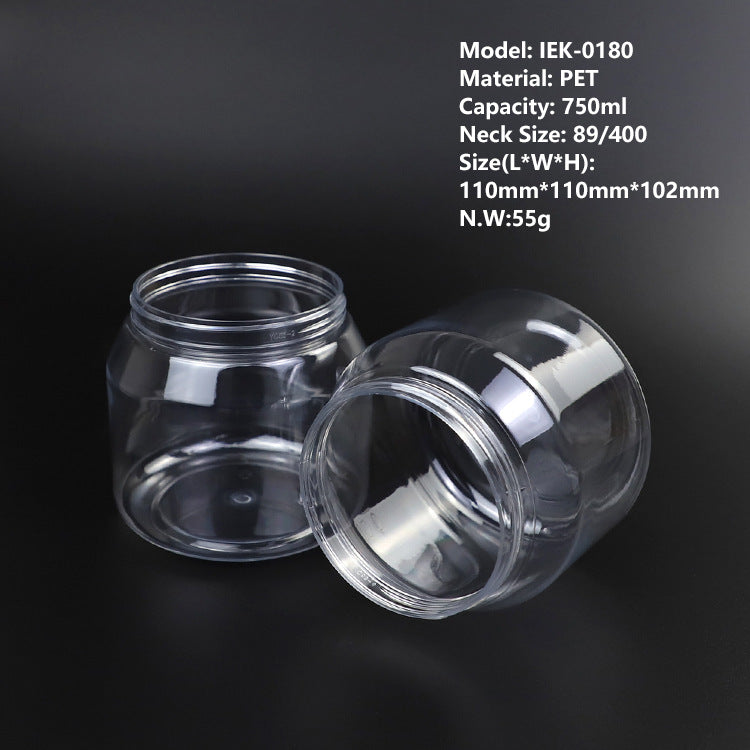 750ml PET plastic makeup remover jar, conditioner jar, wide mouth cream bottle