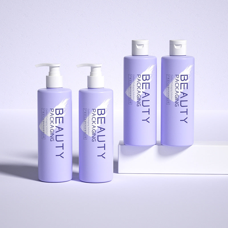 250ml PE moisturizing water bottle flat shoulder purple cream bottle skin care product set