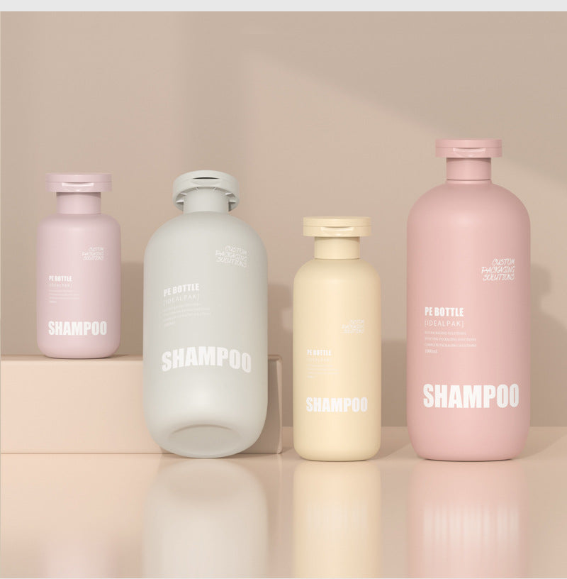 120ml/200ml/400ml/500ml PE flip-top plush shampoo and shower gel bottle hair mask bottle round shoulder high-end packaging material