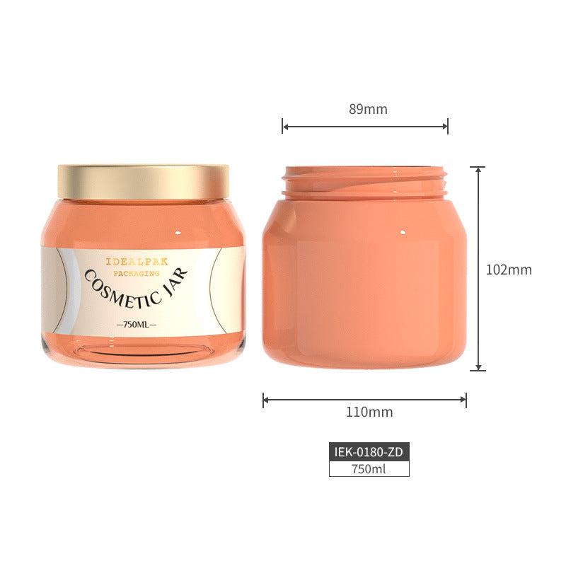 750ml PET plastic makeup remover jar, conditioner jar, wide mouth cream bottle