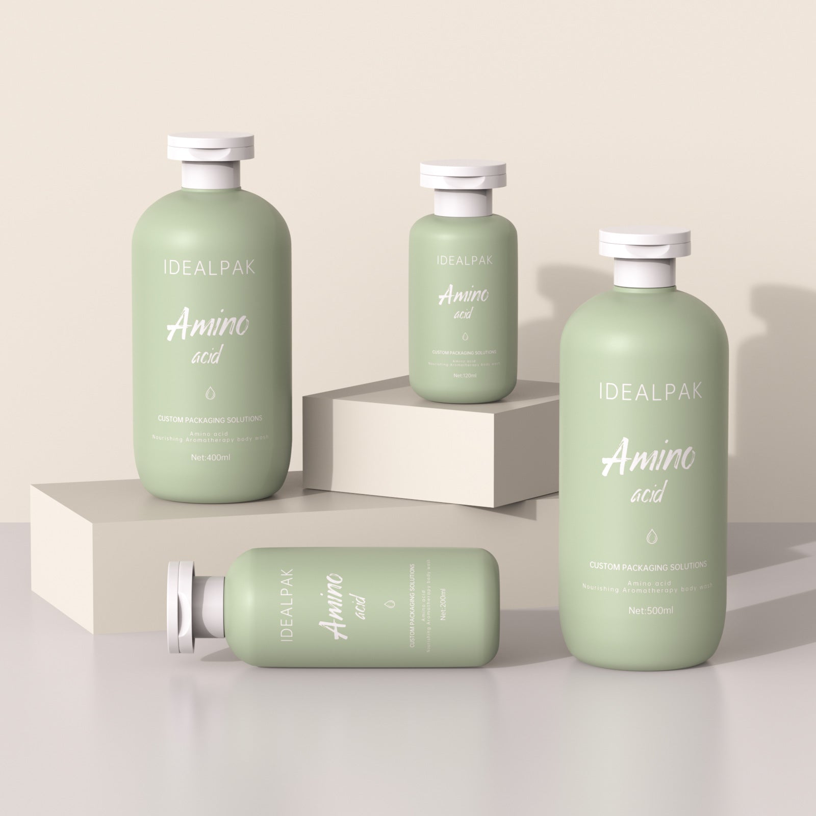 120ml/200ml/400ml/500ml PE flip-top plush shampoo and shower gel bottle hair mask bottle round shoulder high-end packaging material