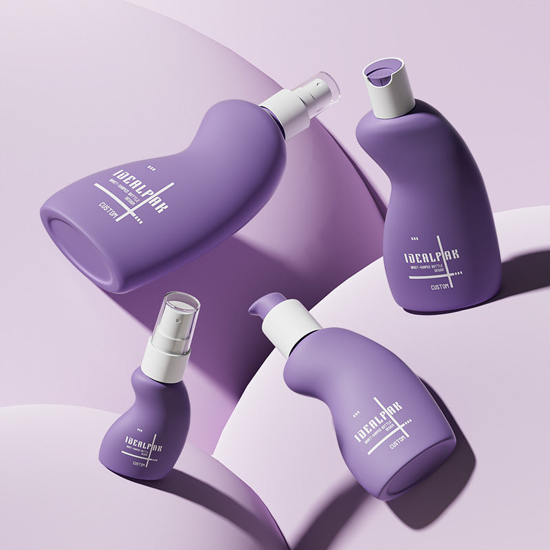 30ml-250mlpet waist-shaped cosmetics empty bottle face cream essence bottle press spray bottle custom purple shampoo bottle