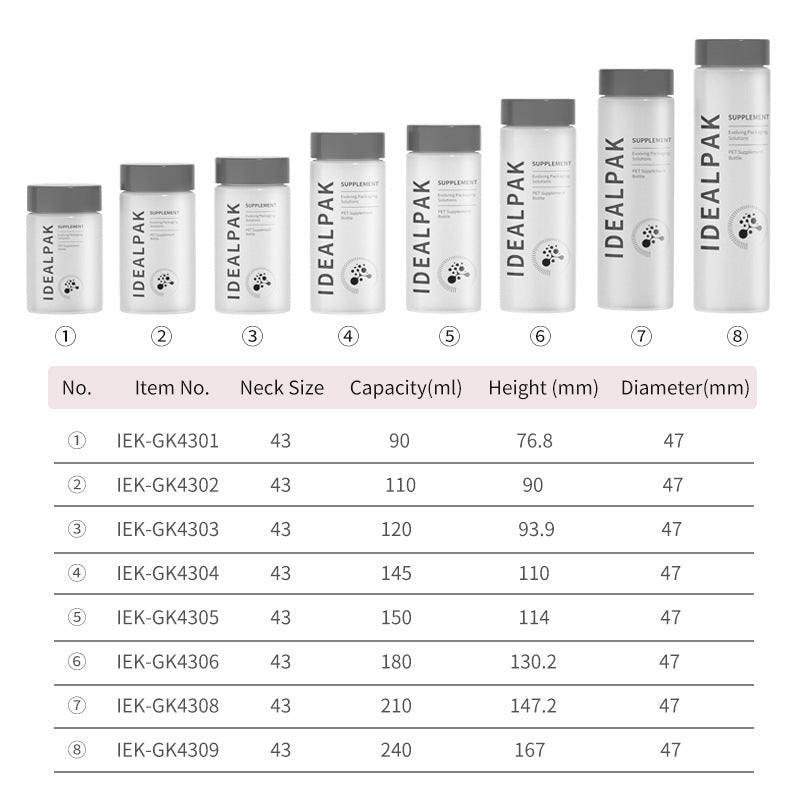 90ml/120ml/150ml/240mlPET food-grade tablet vitamin jar health care product plastic bottle food-grade wide-mouth plastic bottle high-end custom chondroitin