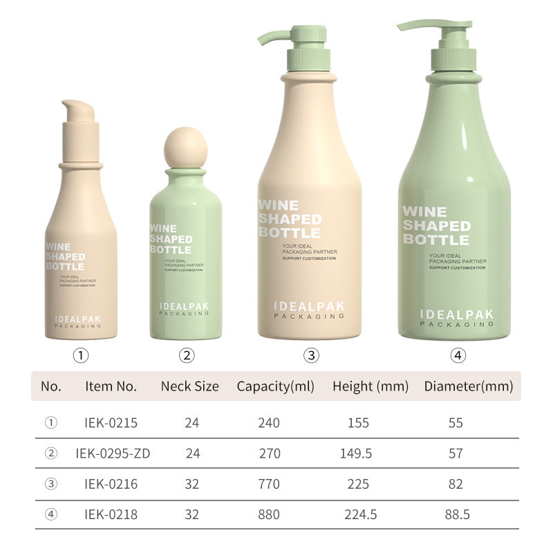240-880ml Bath Gel Bottle PET Shampoo Bottle Essence Bottle Cream Bottle