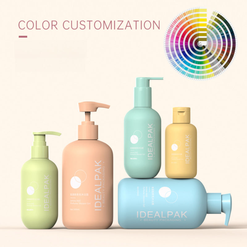 500ml PE round shoulder shower gel bottle shampoo empty bottle capacity press cream bottle gradient washing and conditioning bottle