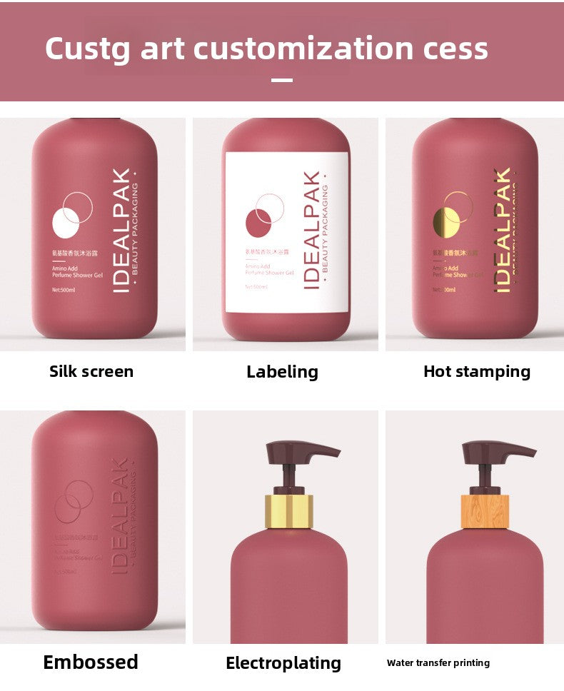 500ml PE round shoulder shower gel bottle shampoo empty bottle capacity press cream bottle gradient washing and conditioning bottle